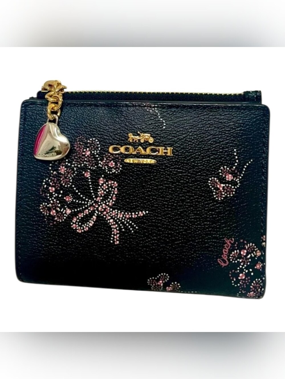 Coach Ribbon Bouquet Print Snap Card Case EUC
